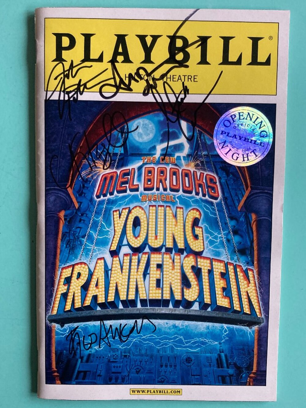 Silver Seal Signed Playbill Young Frankenstein ANDREA MARTIN FRED APPLEGATE + 3